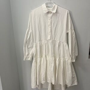 Oak + fort ruffled shirt dress